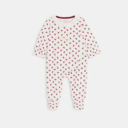 بذلة نوم مخملية برسوم أزهار، باللون الأبيض للفتيات الصغيرات